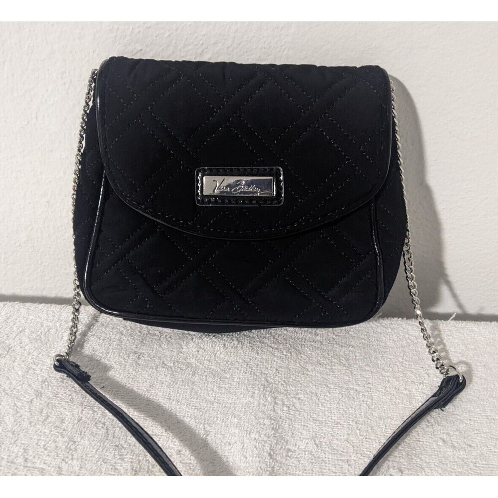 Vera Bradley Quilted Chain Strap Shoulder Crossbody Handbag Classic Black Purse